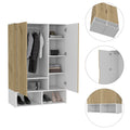 Logan 2 Shelf Armoire Light Oak And White Light Oak Bedroom Modern Particle Board