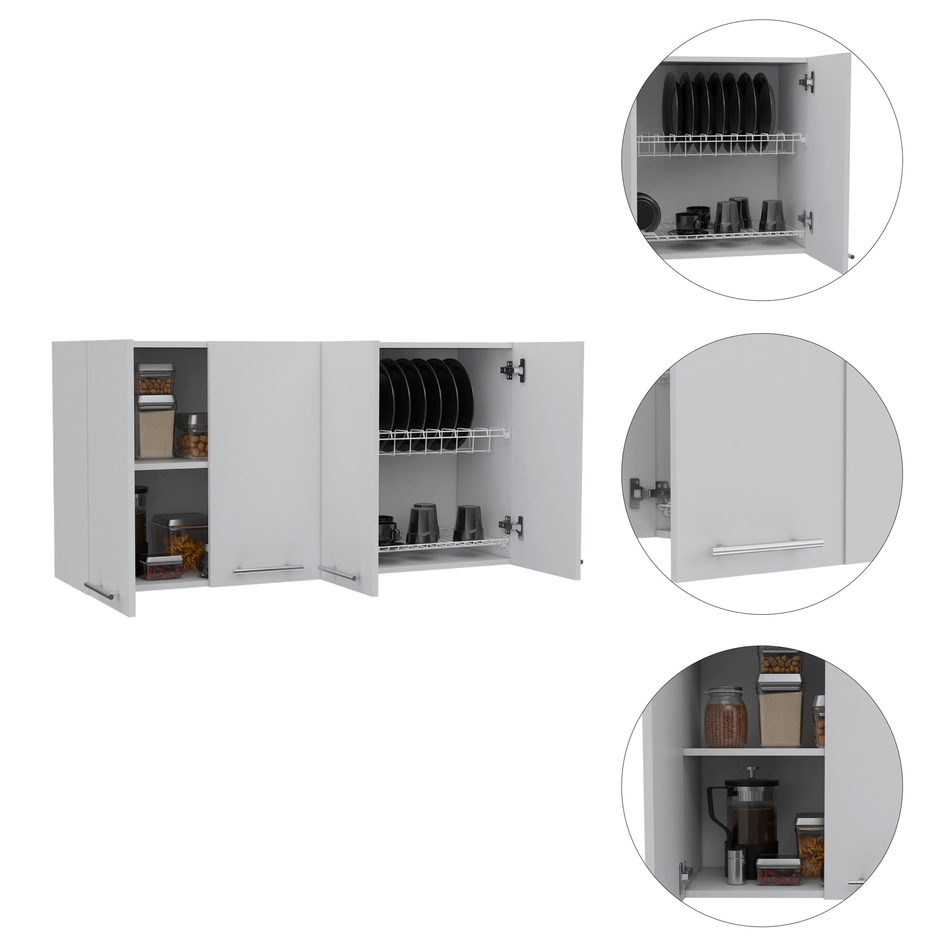 Stockton Rectangle Four Swing Doors Wall Cabinet White White Particle Board