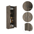 Buxton Rectangle 2 Door Storage Tall Cabinet Dark Brown And Black Wengue Brown Particle Board