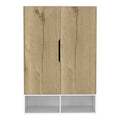 Logan 2 Shelf Armoire Light Oak And White Light Oak Bedroom Modern Particle Board