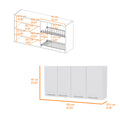 Stockton Rectangle Four Swing Doors Wall Cabinet White White Particle Board