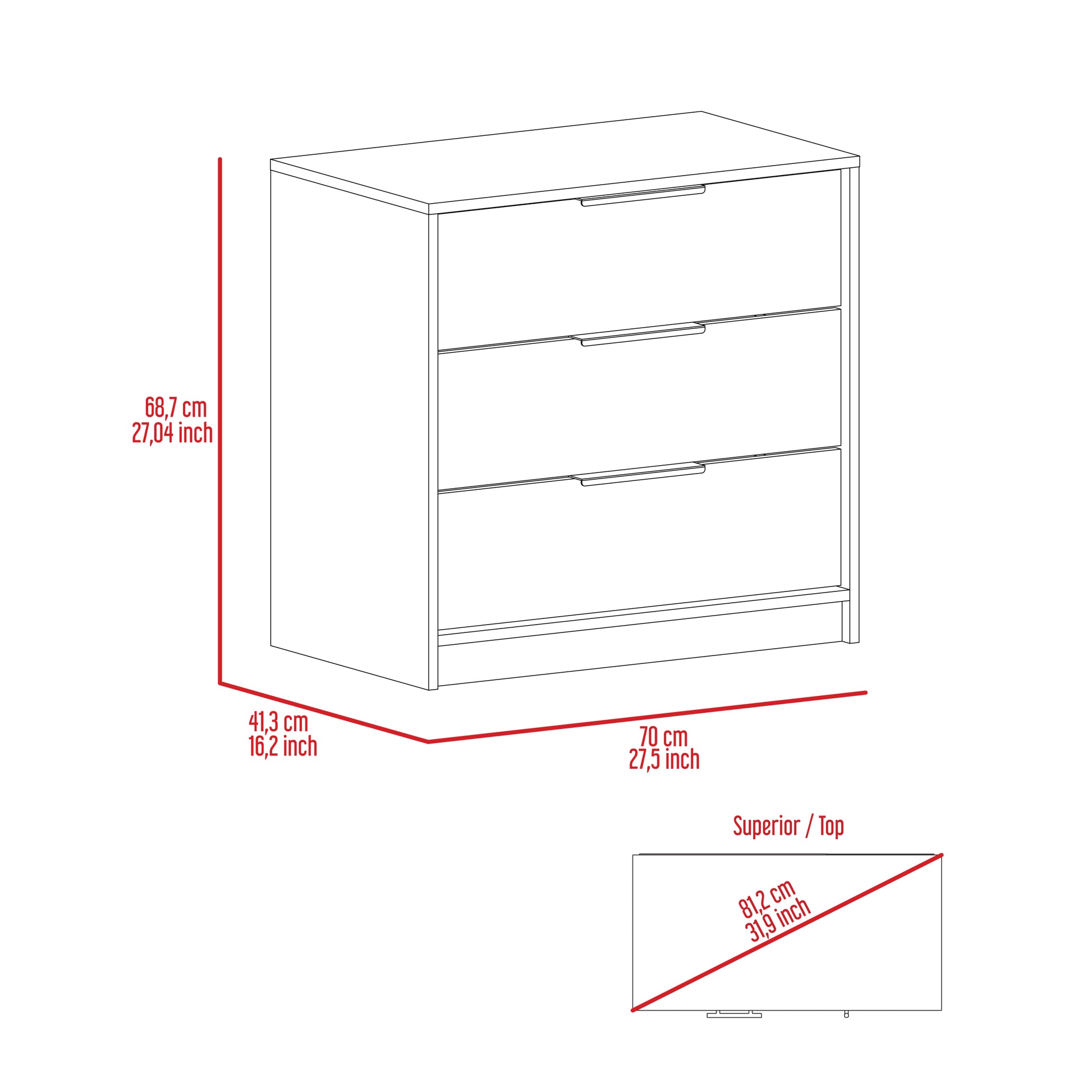 Cannon 3 Drawer Rectangle Dresser Black Wengue And Light Oak Black Particle Board