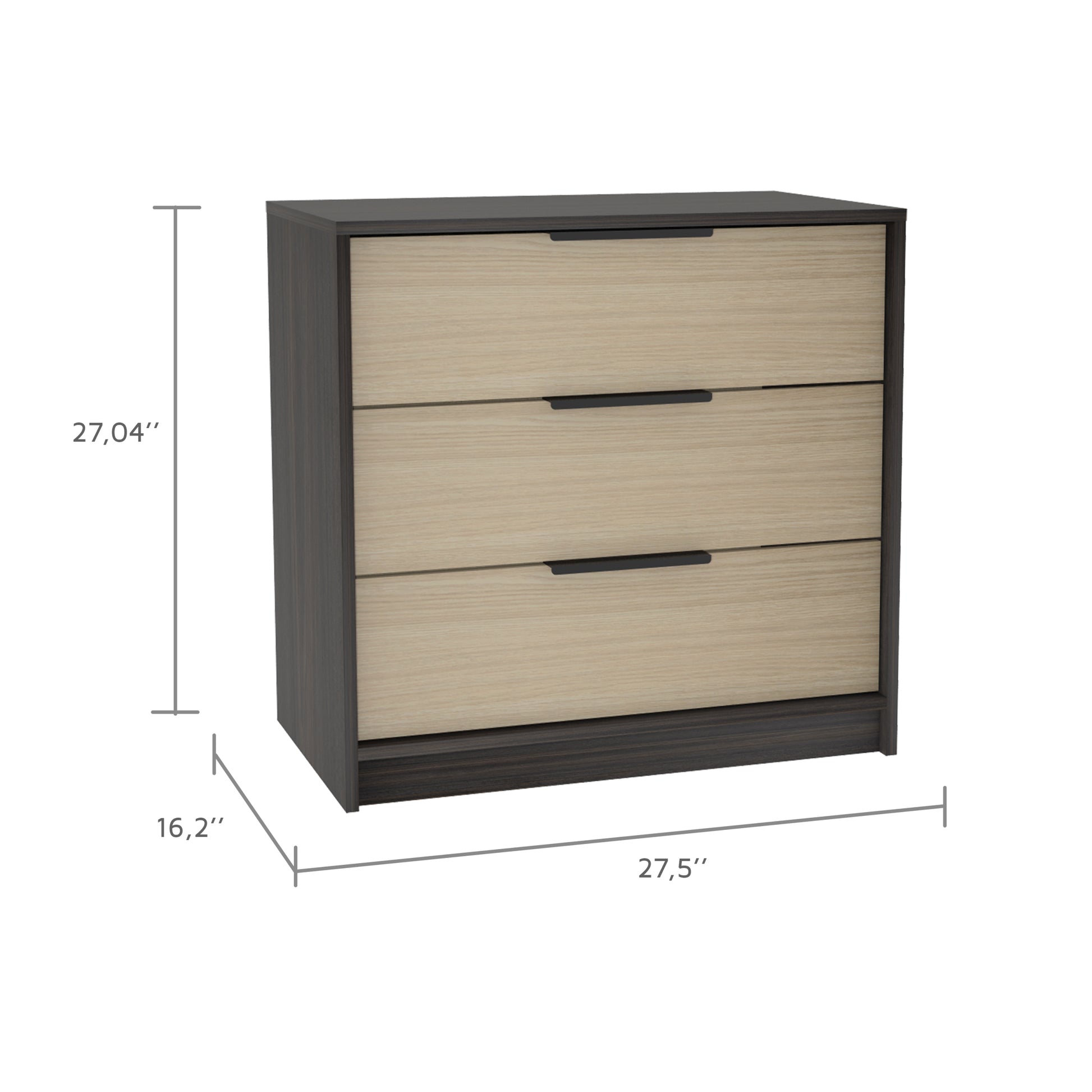 Cannon 3 Drawer Rectangle Dresser Black Wengue And Light Oak Black Particle Board