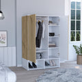 Logan 2 Shelf Armoire Light Oak And White Light Oak Bedroom Modern Particle Board