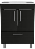 Clifton 2 Door Rectangle Single Bathroom Vanity Black Wengue Black Particle Board