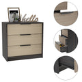 Cannon 3 Drawer Rectangle Dresser Black Wengue And Light Oak Black Particle Board