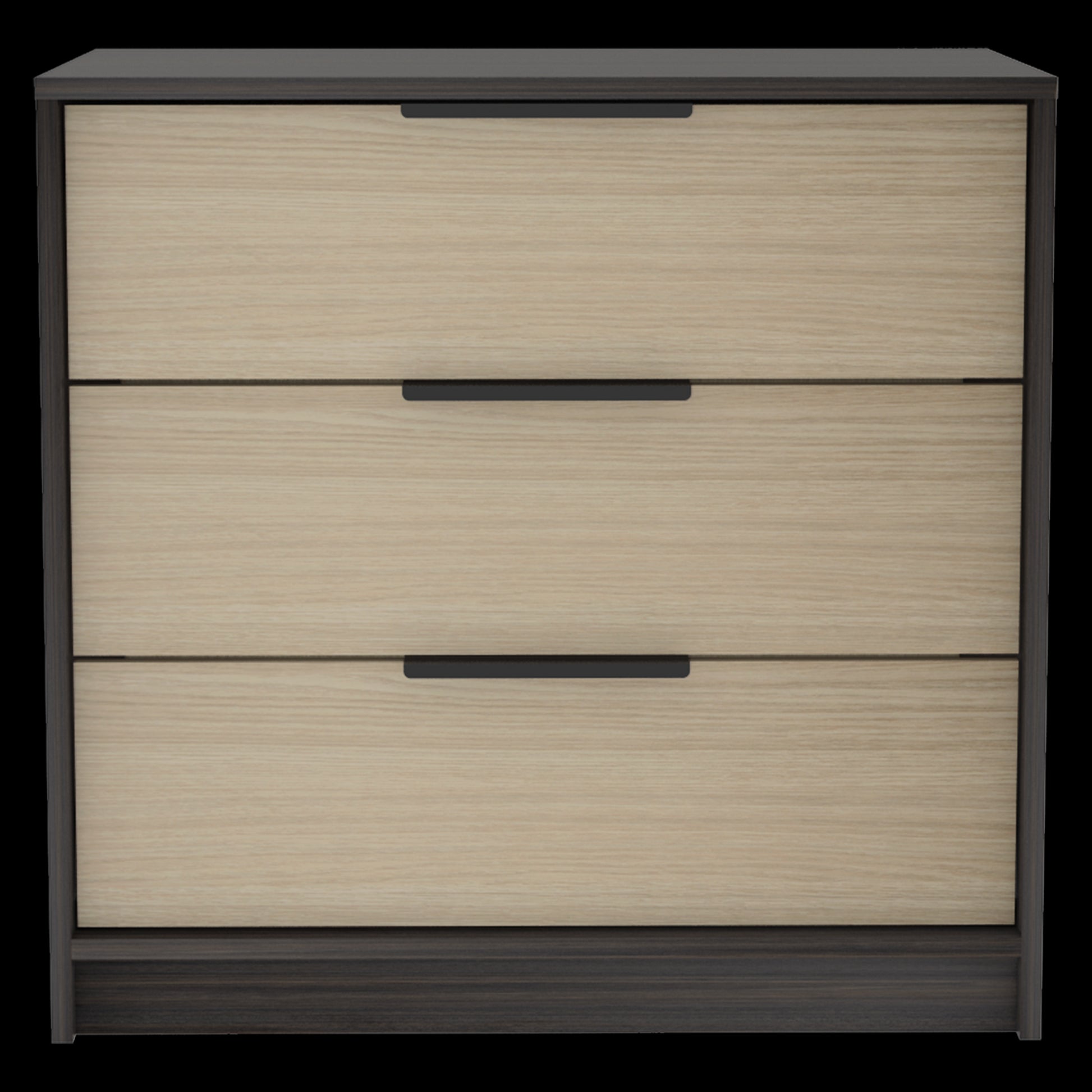 Cannon 3 Drawer Rectangle Dresser Black Wengue And Light Oak Black Particle Board