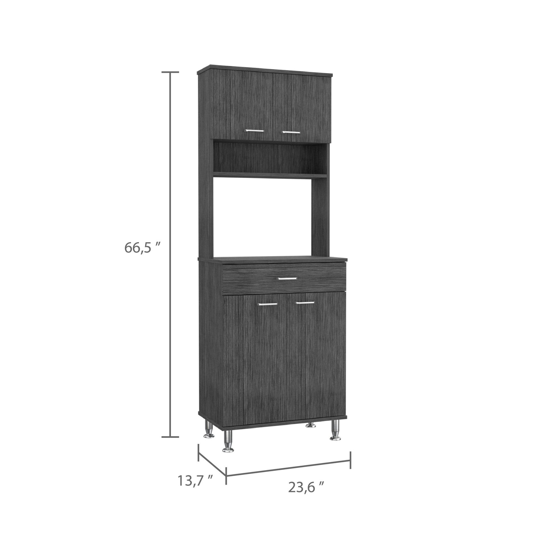 Santa Maria 1 Drawer 1 Shelf Area Pantry With Adjustable Metal Legs Smokey Oak Gray Particle Board
