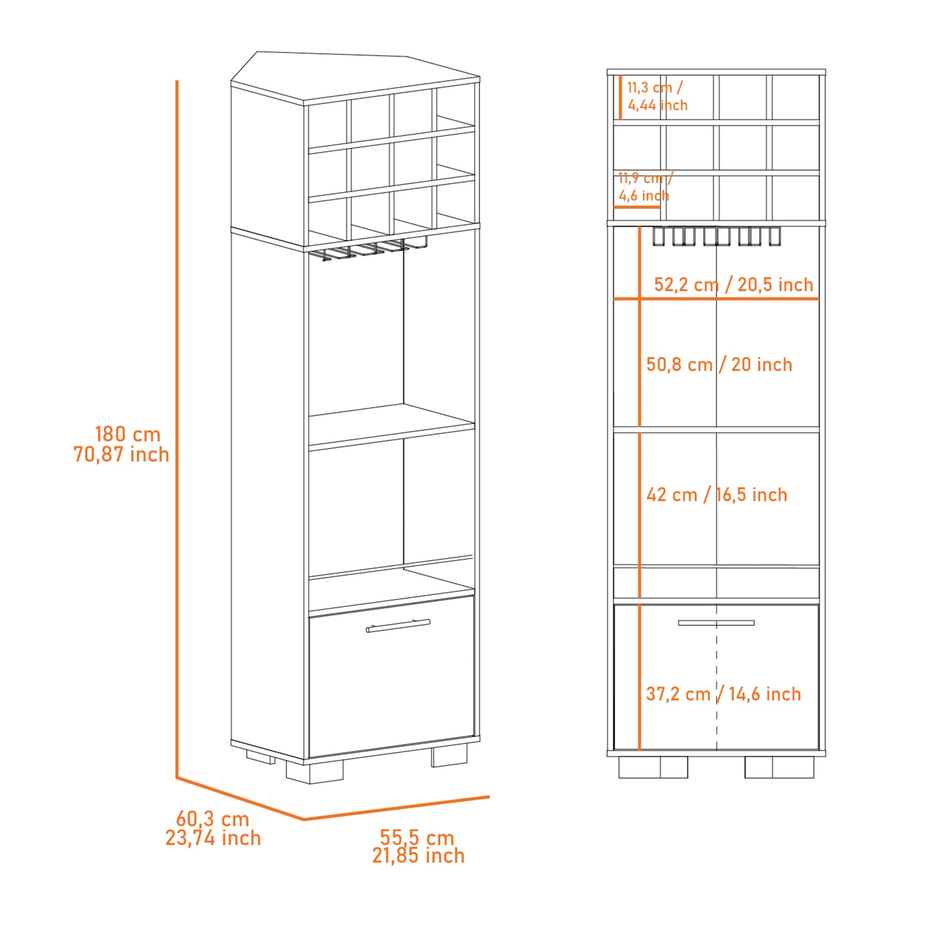 Jackson 12 Bottle 2 Shelf 1 Drawer Bar Cabinet Mahagony And Macadamia Brown Particle Board