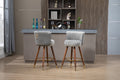 Coolmore Counter Height Bar Stools Set Of 2 For Kitchen Counter Solid Wood Legs With A Fixed Height Of 360 Degrees Gray Solid Wood