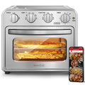 Geek Chef Air Fryer Toaster Oven Combo, 4 Slice Toaster Convection Oven Warm, Broil, Toast, Bake, Oil Free, Accessories Included, Stainless Steel, Silver 16Qt Air Fryer Oven Ban On , Temu Silver Stainless Steel