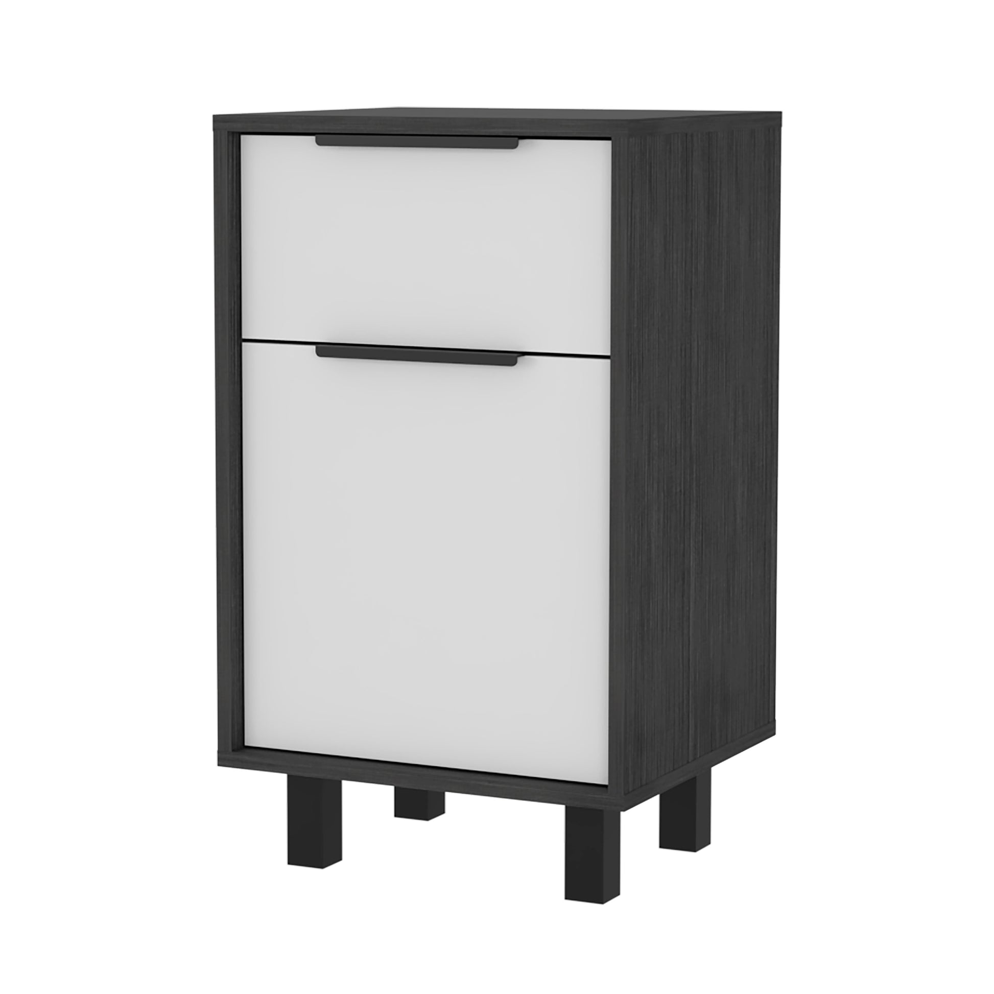 Smokey Oak And White 1 Drawer Nightstand White Particle Board