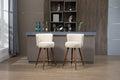 Coolmore Counter Height Bar Stools Set Of 2 For Kitchen Counter Solid Wood Legs With A Fixed Height Of 360 Degrees Ivory Solid Wood