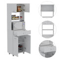 Pembrooke 2 Shelf 1 Drawer Microwave Pantry Cabinet White White Particle Board