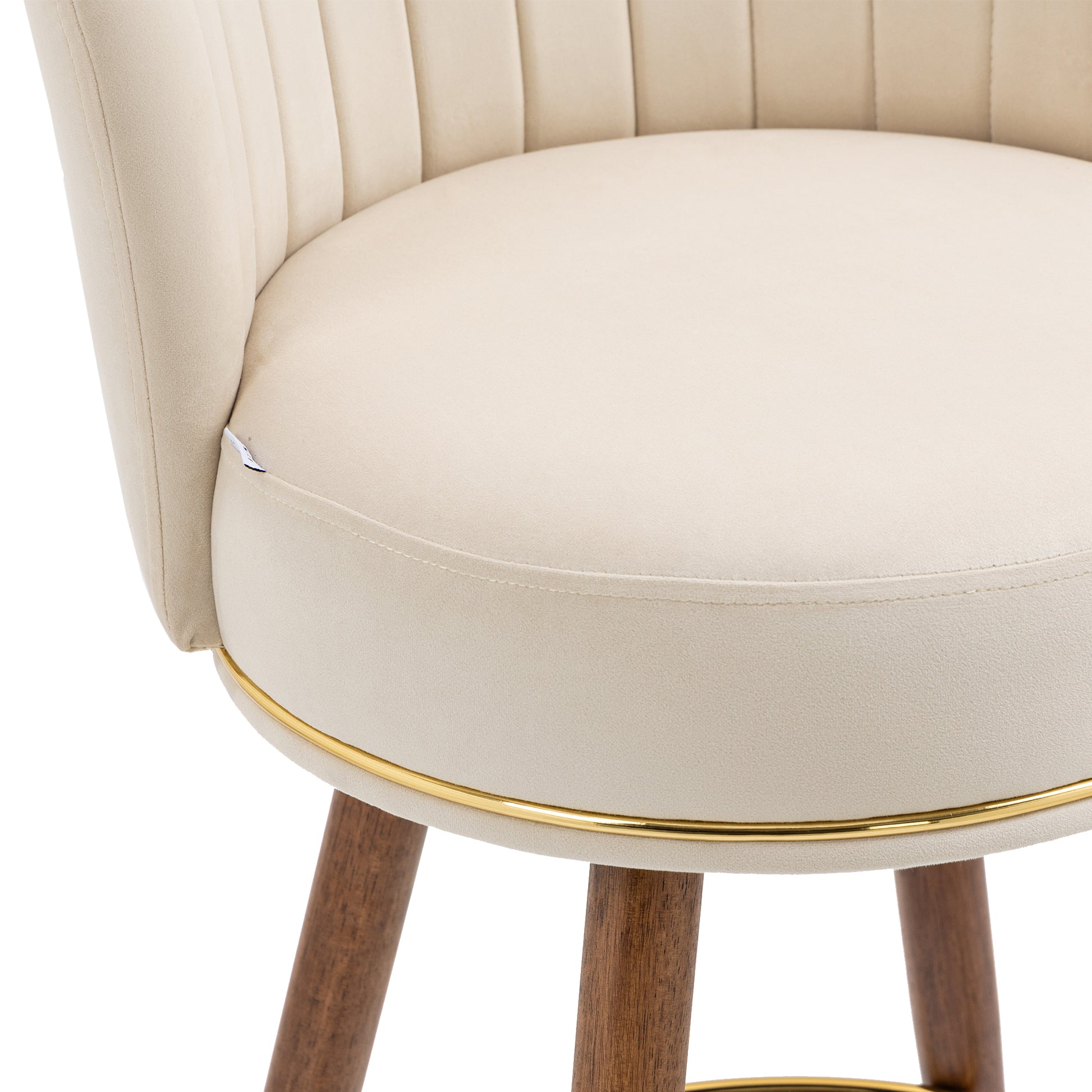 Coolmore Counter Height Bar Stools Set Of 2 For Kitchen Counter Solid Wood Legs With A Fixed Height Of 360 Degrees Ivory Solid Wood