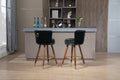 Coolmore Counter Height Bar Stools Set Of 2 For Kitchen Counter Solid Wood Legs With A Fixed Height Of 360 Degrees Black Solid Wood