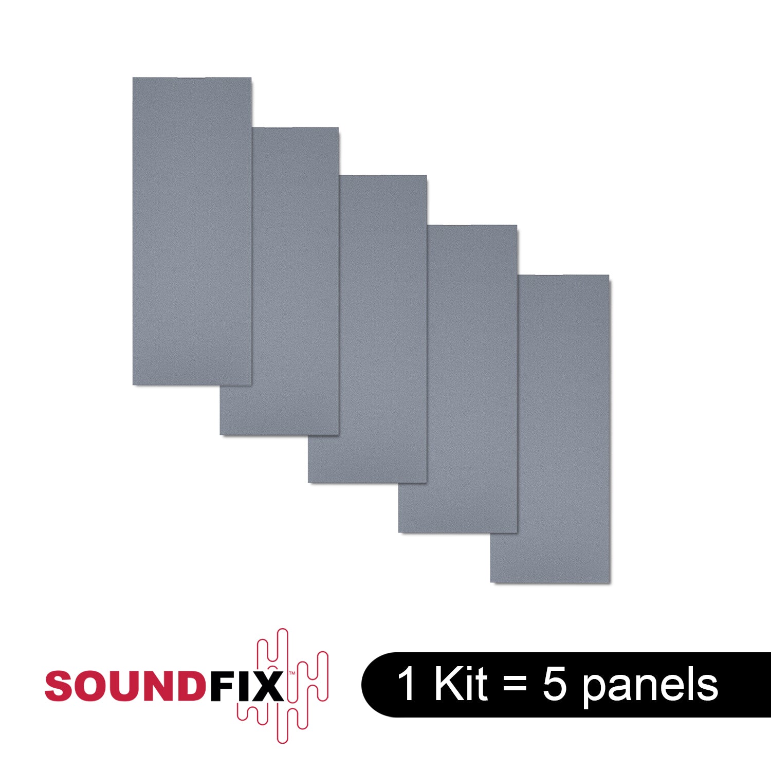 5 Pack Rectangular Acoustic Panels Silver Gray Kit Light Gray Polyester