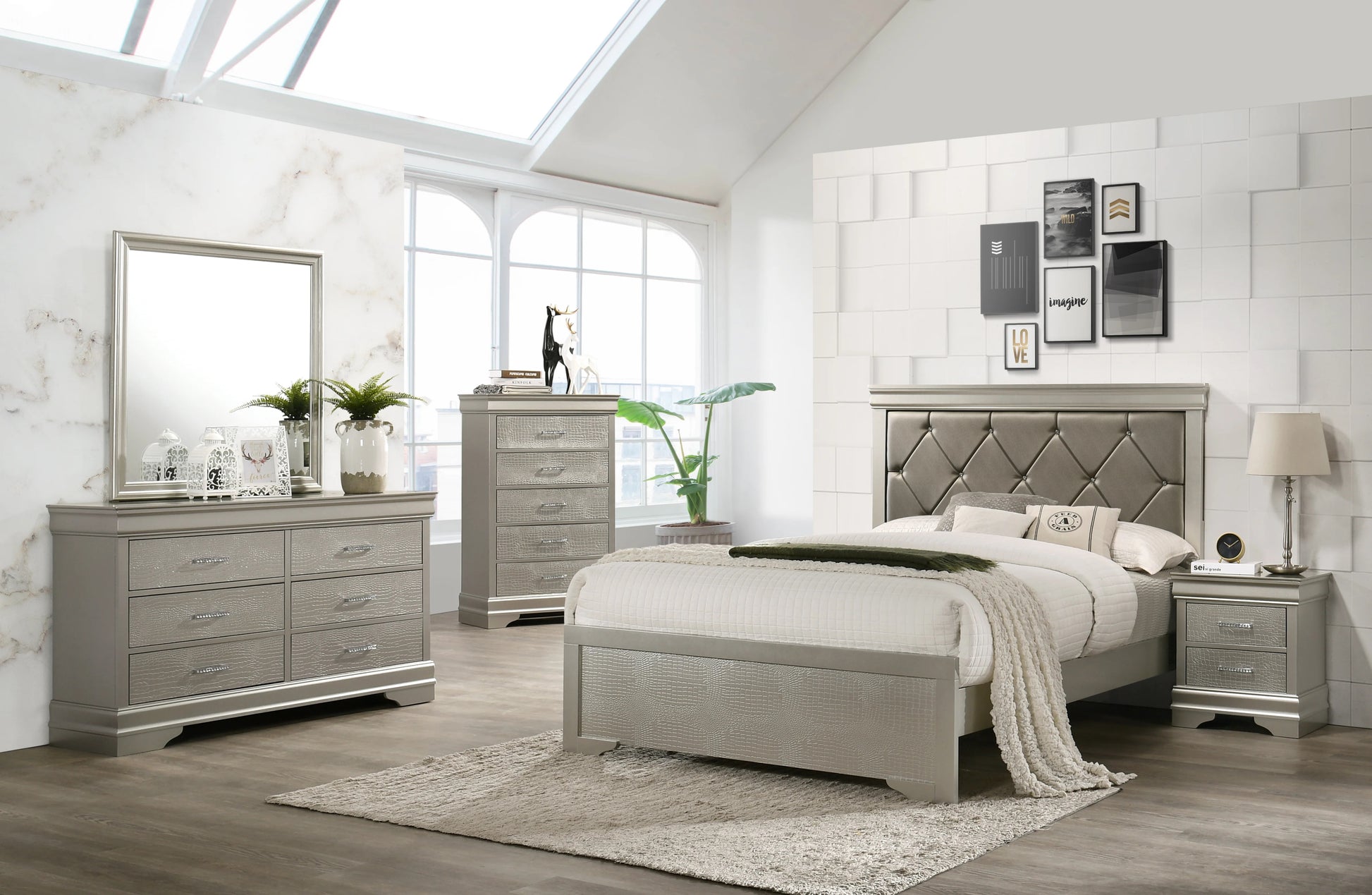 5 Drawer Tall Chest Modern 1Pc Beige Champagne Texture Finish Solid Wood Wooden Crystal Tufted Handle Bedroom Home Furniture Beige,Champagne Bedroom Modern Wood