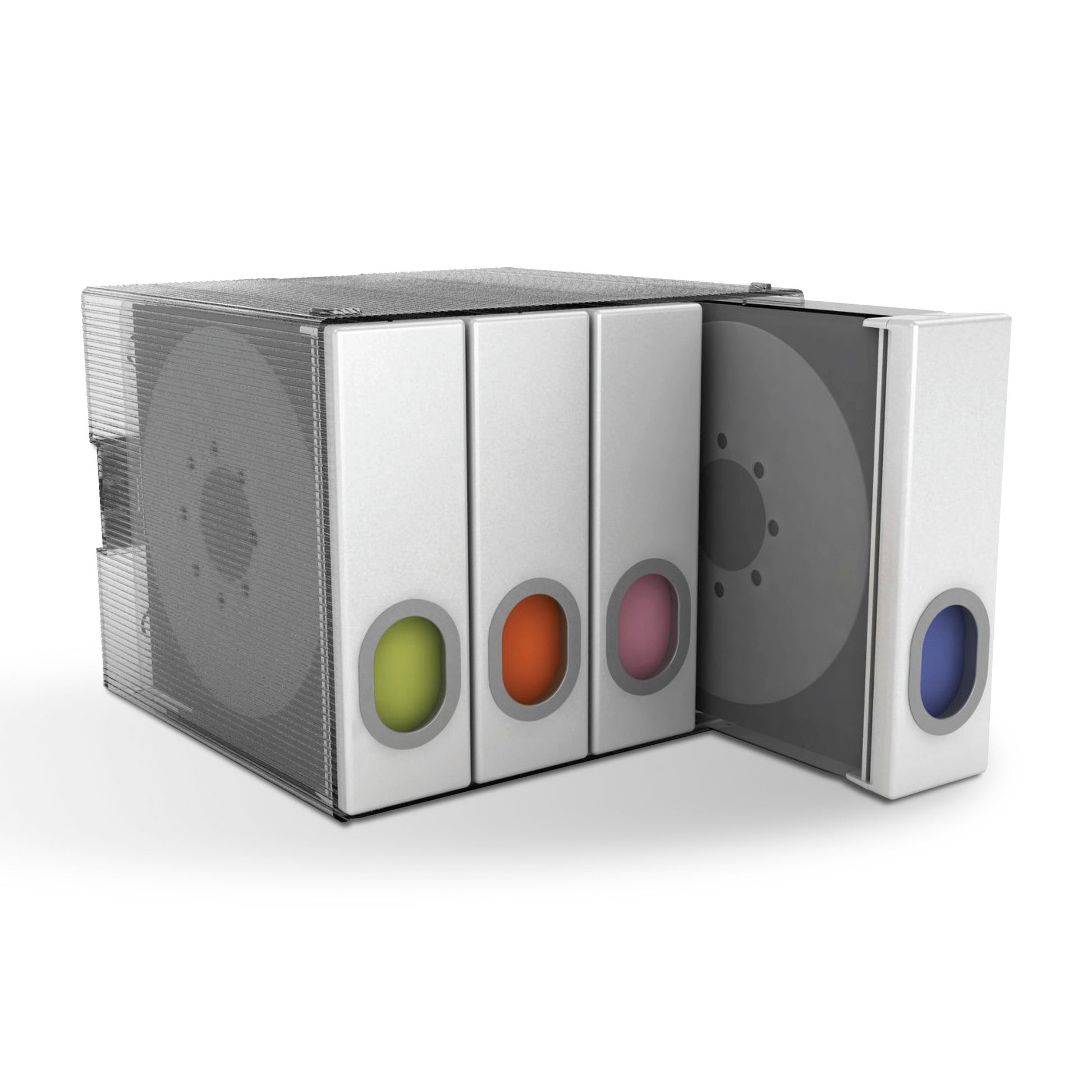 Disc Cube, Stackable, Wall Mountable In White White Plastic