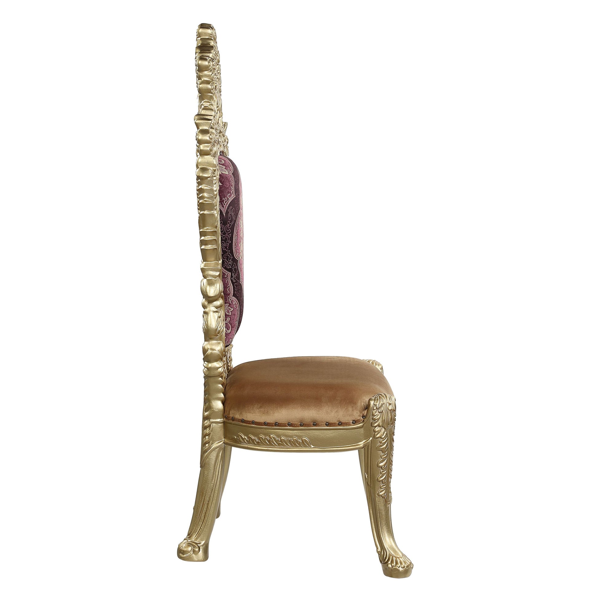 Bernadette Side Chair Set 2 Pattern Fabric & Gold Finish Dn01471 Gold Mdf