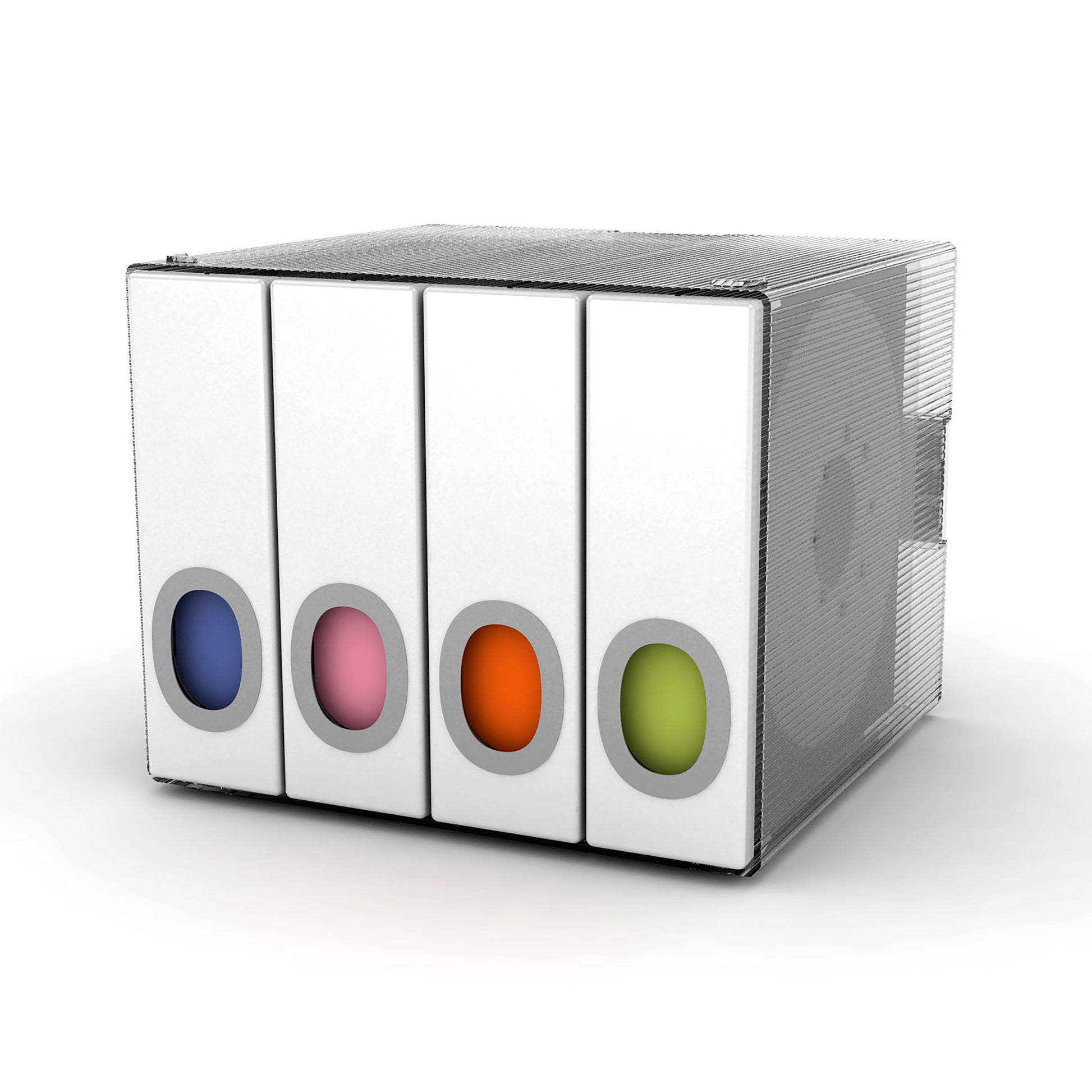 Disc Cube, Stackable, Wall Mountable In White White Plastic