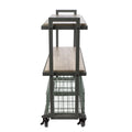3 Tier Cart, Interchangeable Baskets And Shelves, Caster Wheels, Powder Coated Metal In Green Green Metal