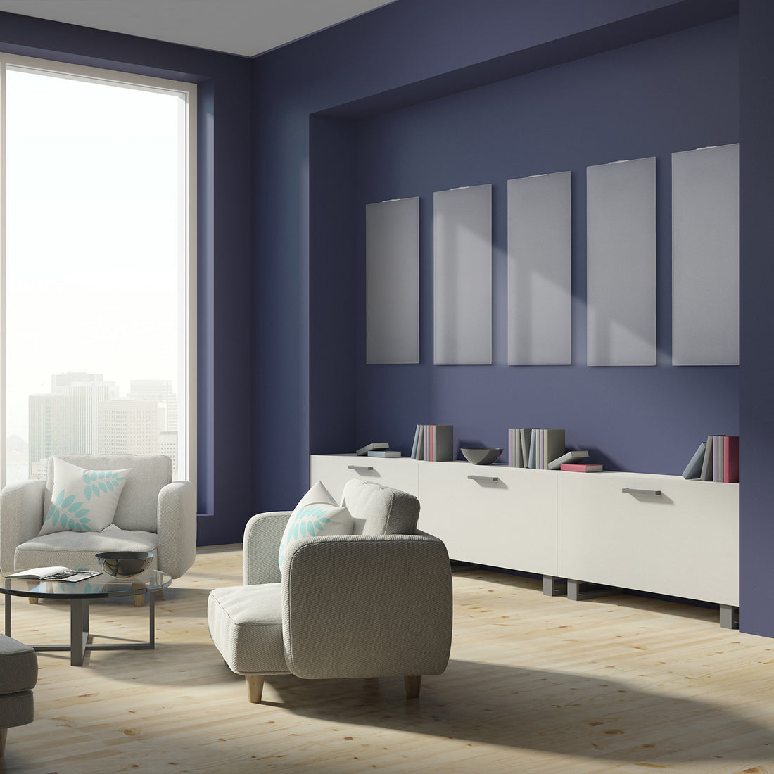 5 Pack Rectangular Acoustic Panels Silver Gray Kit Light Gray Polyester