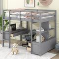 Twin Size Loft Bed With Built In Desk With Two Drawers, And Storage Shelves And Drawers,Gray Gray Pine