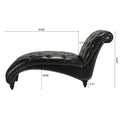 Tufted Armless Chaise Lounge Black Pu Pu Pu