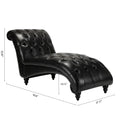 Tufted Armless Chaise Lounge Black Pu Pu Pu