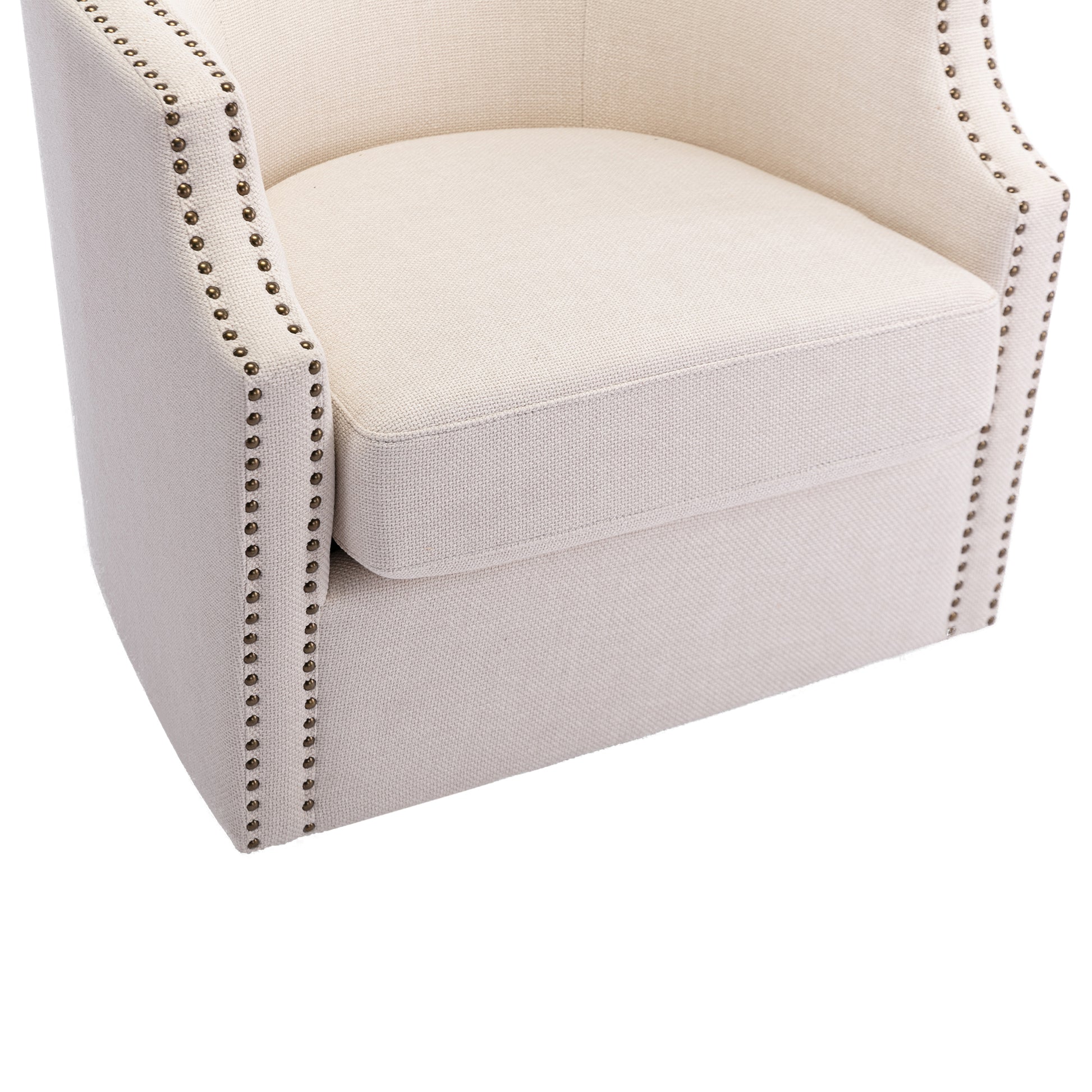 Coolmore Swivel Chair Living Room Chair Beige Foam Linen