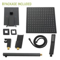 Shower System With Waterfall Tub Spout,10 Inch Wall Mounted Square Shower System With Rough In Valve,Matte Black Matte Black Stainless Steel