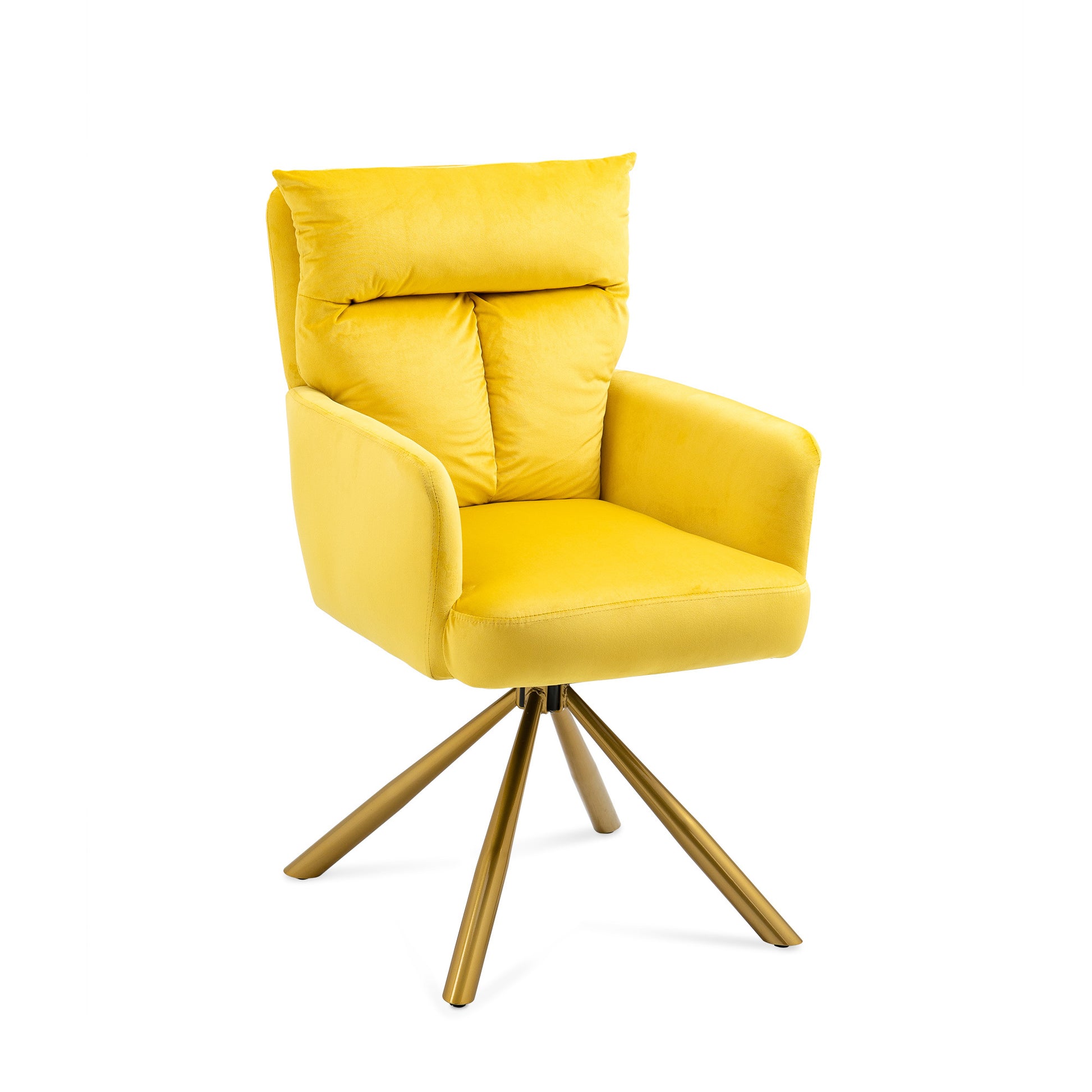 Yellow Velvet Contemporary High Back Upholstered Swivel Accent Chair Yellow Office Modern Foam Velvet