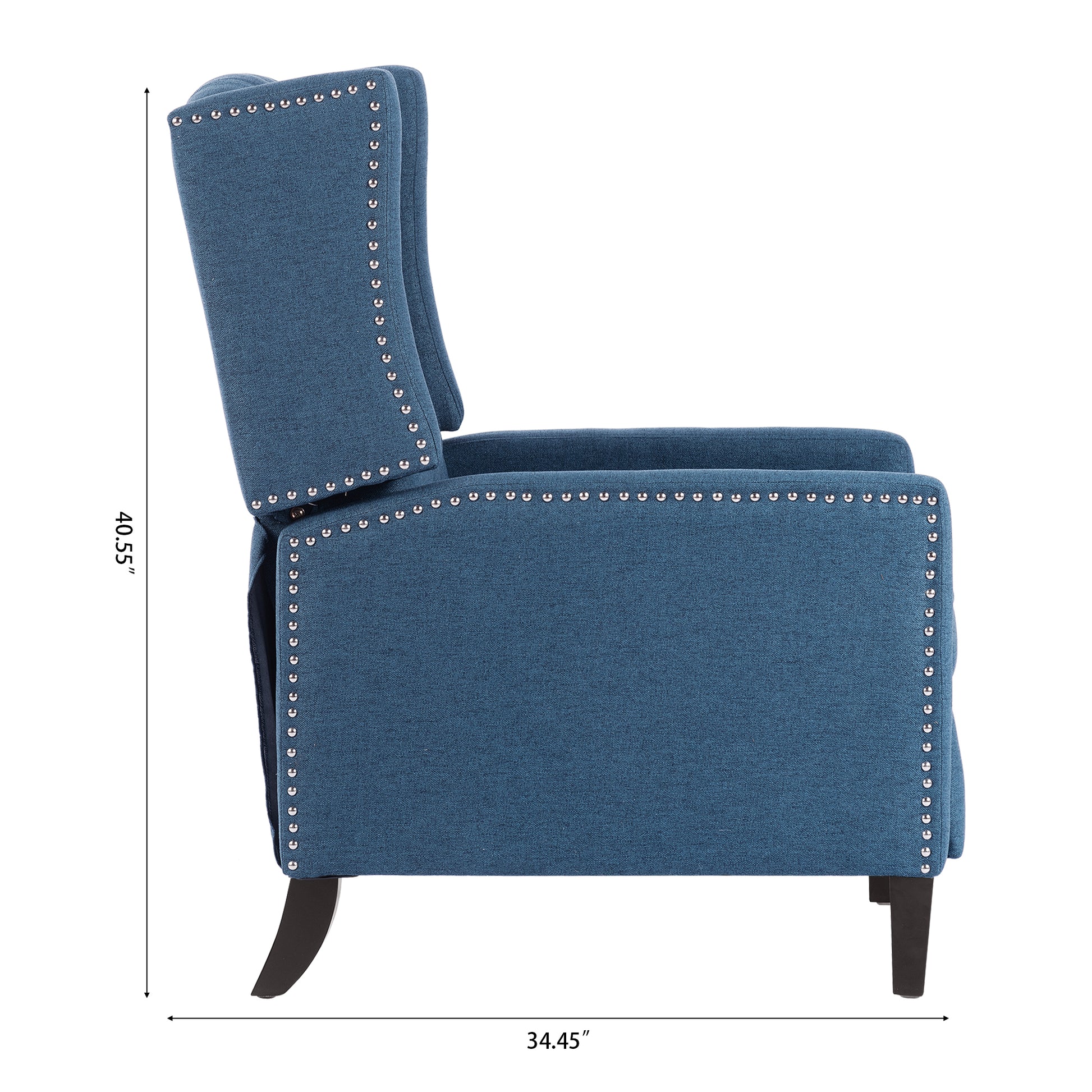 27.16" Wide Manual Wing Chair Recliner Blue Polyester