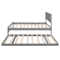 Full Size Platform Bed With Adjustable Trundle,Gray Old Sku:Sm000248Aae Gray Pine