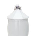 White Ceramic Decorative Jar With Silver Accent And Lid White Ceramic