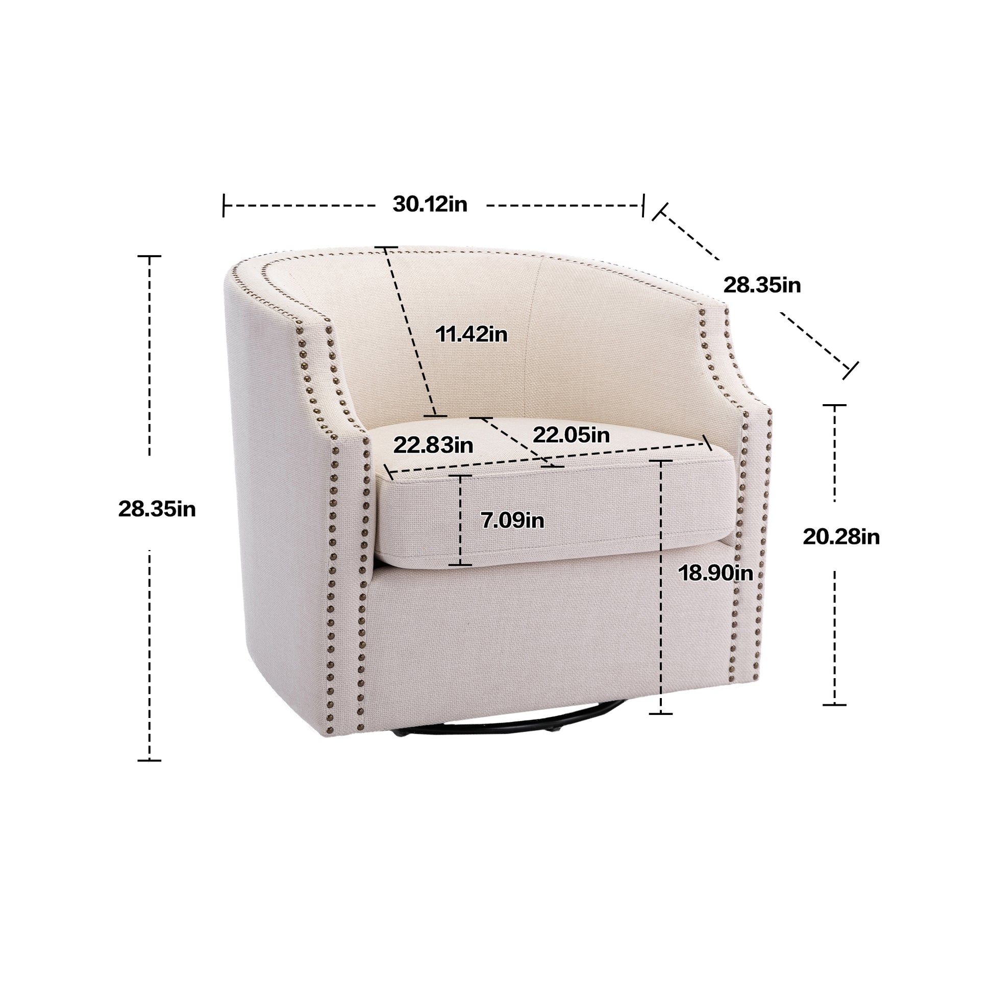 Coolmore Swivel Chair Living Room Chair Beige Foam Linen