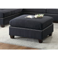 Polyfiber Reversible Sectional Sofa With Ottoamn In Black Black L Shaped Pillow Top Arms Polyester