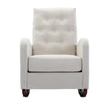 High Back Rocking Chair Nursery Chair .Comfortable Rocker Fabric Padded Seat .Modern High Back Armchair Beige Polyester