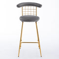 Bar Stool Set Of 2, Luxury Velvet High Bar Stool With Metal Legs And Soft Back, Pub Stool Chairs Armless Modern Kitchen High Dining Chairs With Metal Legs, Grey Gray Velvet