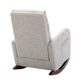 High Back Rocking Chair Nursery Chair .Comfortable Rocker Fabric Padded Seat .Modern High Back Armchair Light Gray Polyester