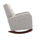 High Back Rocking Chair Nursery Chair .Comfortable Rocker Fabric Padded Seat .Modern High Back Armchair Light Gray Polyester