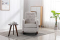 High Back Rocking Chair Nursery Chair .Comfortable Rocker Fabric Padded Seat .Modern High Back Armchair Light Gray Polyester