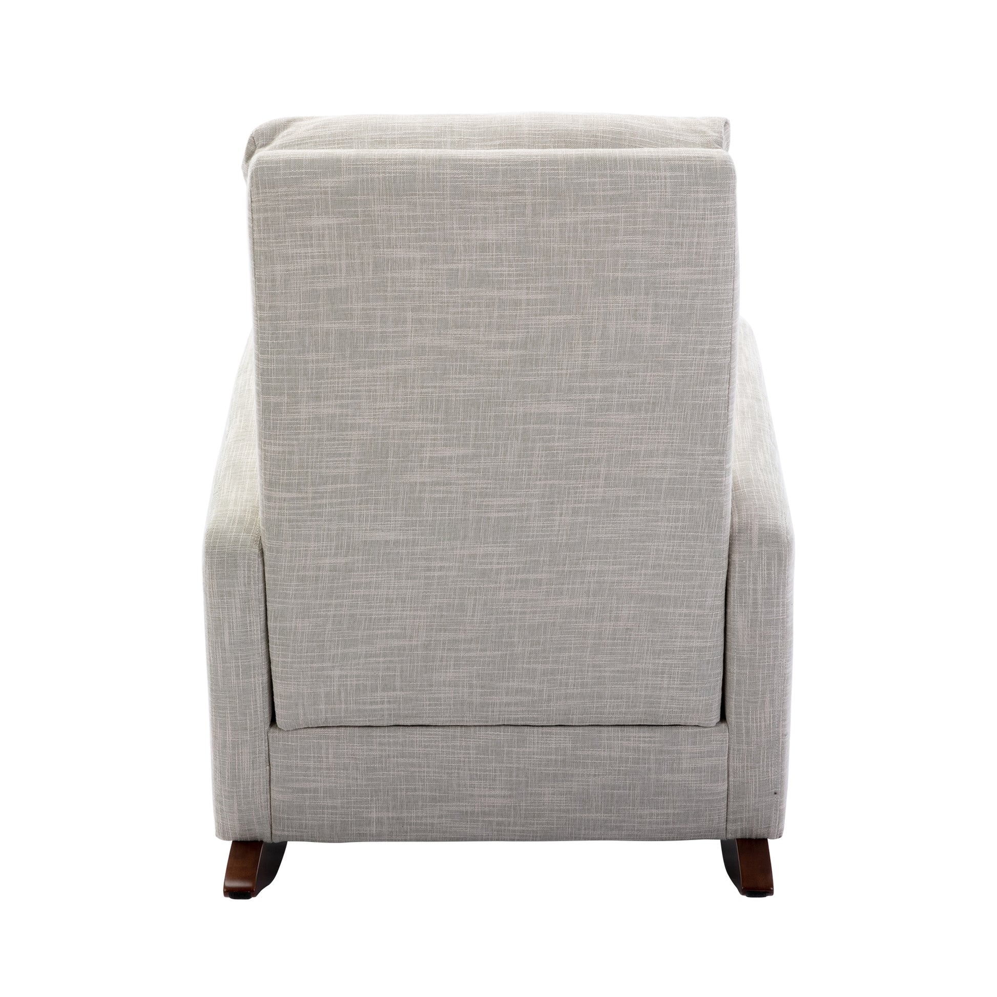High Back Rocking Chair Nursery Chair .Comfortable Rocker Fabric Padded Seat .Modern High Back Armchair Light Gray Polyester
