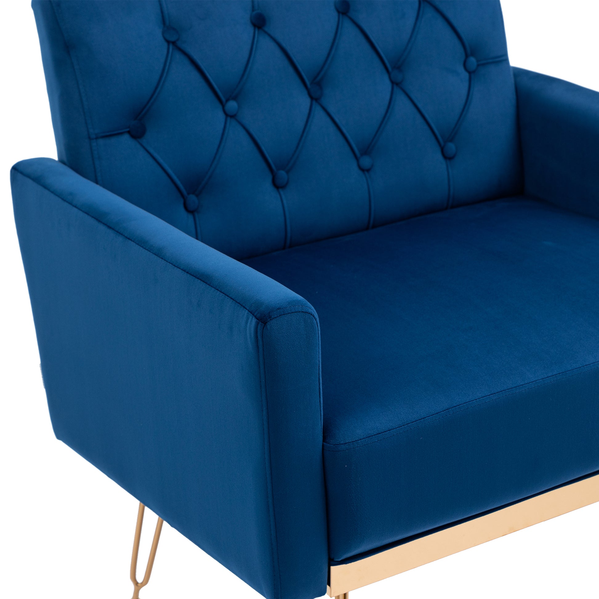 Coolmore Velvet Armchair Single Sofa Modern Tufted Upholstered Side Reading Chairs With Arm And Gold Metal Leg For Living Room Bedroom Navy Navy Foam Velvet