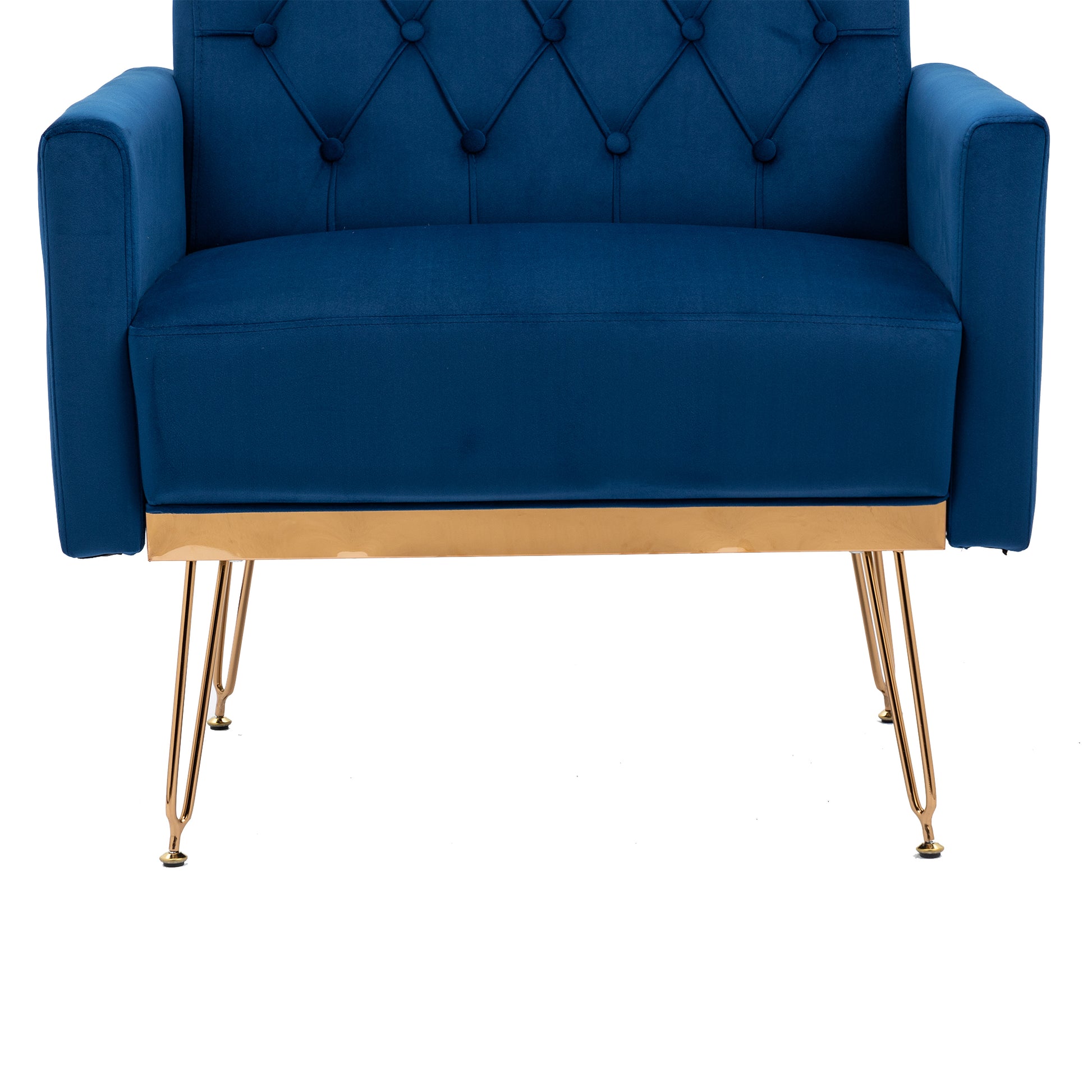 Coolmore Velvet Armchair Single Sofa Modern Tufted Upholstered Side Reading Chairs With Arm And Gold Metal Leg For Living Room Bedroom Navy Navy Foam Velvet