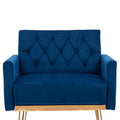 Coolmore Velvet Armchair Single Sofa Modern Tufted Upholstered Side Reading Chairs With Arm And Gold Metal Leg For Living Room Bedroom Navy Navy Foam Velvet