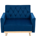 Coolmore Velvet Armchair Single Sofa Modern Tufted Upholstered Side Reading Chairs With Arm And Gold Metal Leg For Living Room Bedroom Navy Navy Foam Velvet