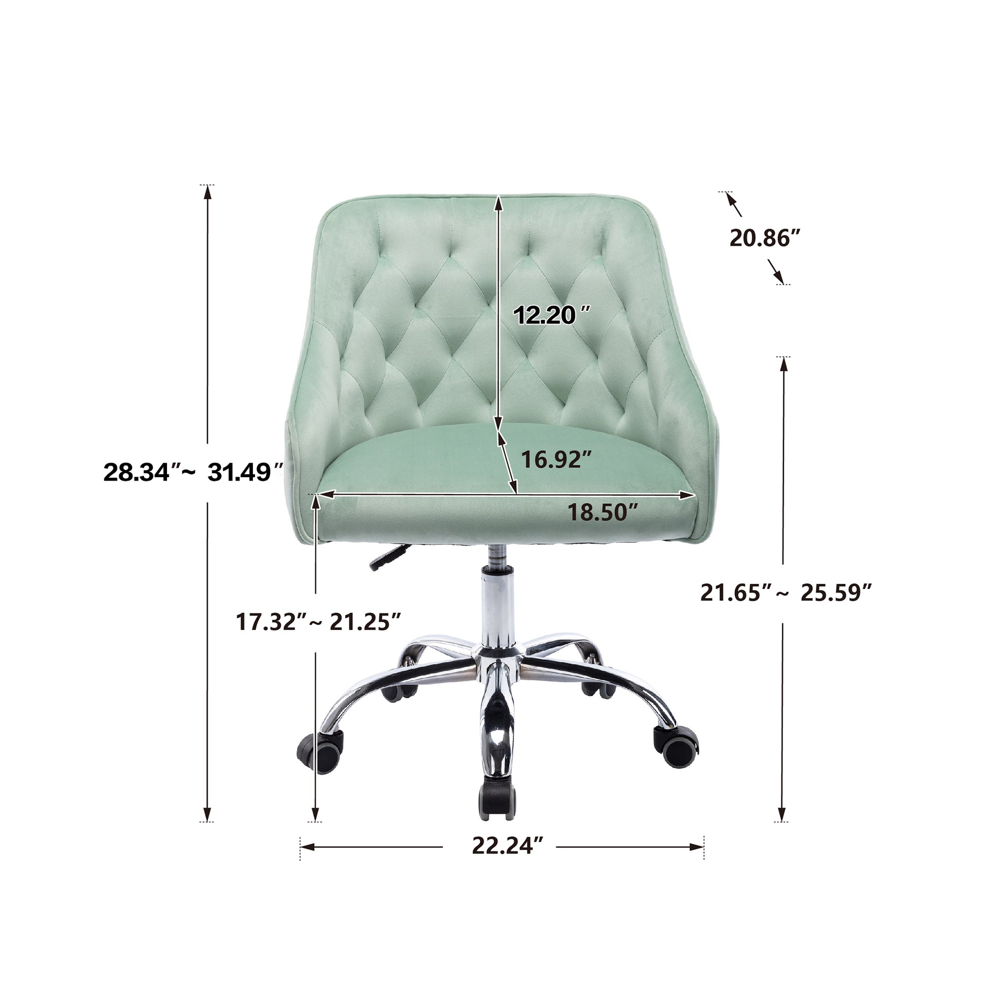 Coolmore Velvet Home Office Desk Chair, Modern Cute Computer Chair, Wheels Swivel Height Adjustable Swivel Task Chair For Home Office Mint Green Velvet Mint Green Foam Metal