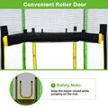 7Ft Trampoline For Kids With Safety Enclosure Net, Slide And Ladder, Easy Assembly Round Outdoor Recreational Trampoline Green Metal